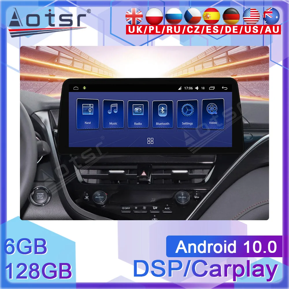 Автомобильный мультимедийный плеер 6 ГБ 128 Android 10 GPS-навигация радио магнитофон