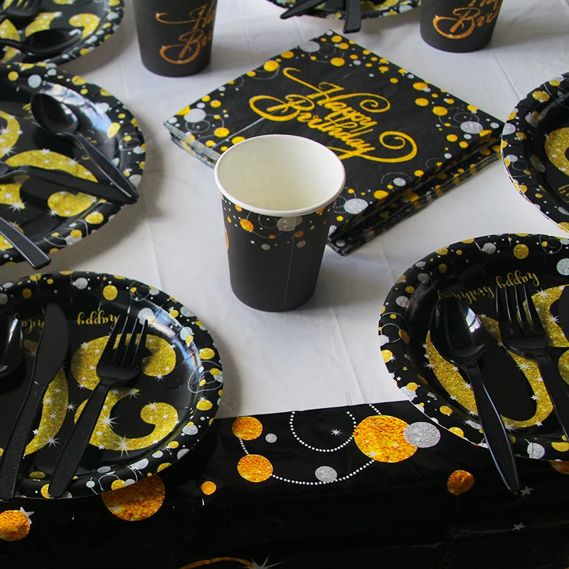 

30 40 50 Years Anniversary Disposable Tableware set Happy Birthday Party Decorations Adult 30/40/50/60th year old Party supplies