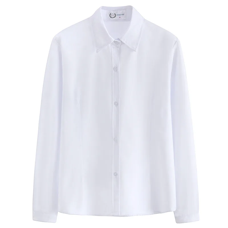 Japanese Korean College Wind Jk Shirt Summer Girls V-neck Collar Long Sleeve Work Uniform Student School Uniform Tops Large Size