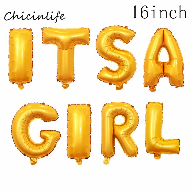 gold its a girl Chicinlife девушка день рождения тема это девушка с воздушными шарами баннер Baby Shower Девушка День рождения украшения Дети 1 день рождения Декор - Цвет: gold its a girl