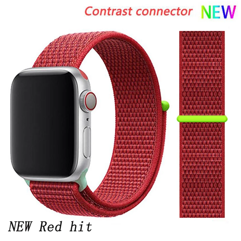 NEW Red 9 hit Спортивная петля ремешок apple watch band 42 мм 38 мм apple watch 4 3 band iwatch band 44 мм 40 мм correa pulseira 42 44 нейлоновый ремешок для часов - Цвет ремешка: NEW Red 9 hit