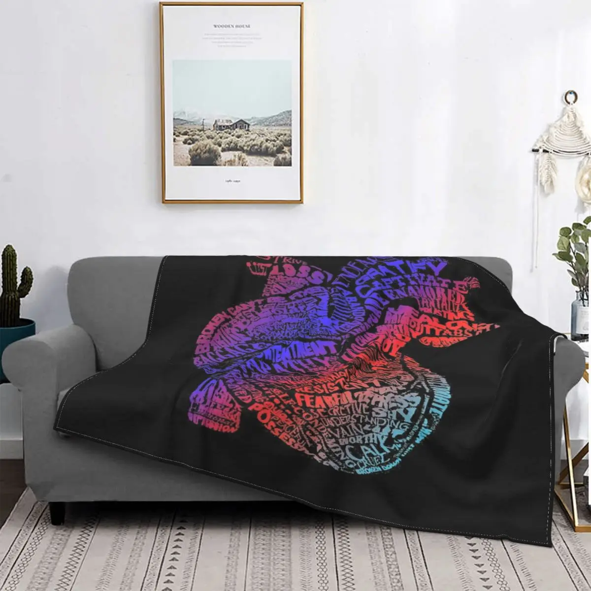 

Manta térmica a cuadros con estampado de corazón, colcha, cama, manta, manta
