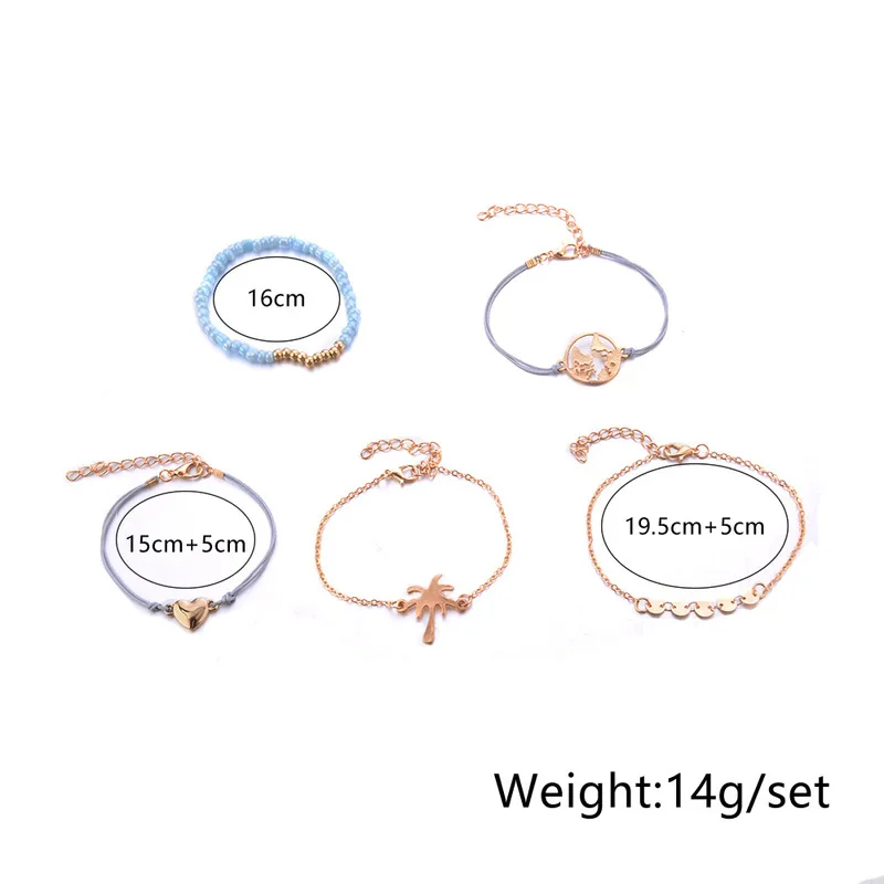 Sindlan 5 шт Простые Модные кокосовое браслеты с деревом Золото Круглый блестка