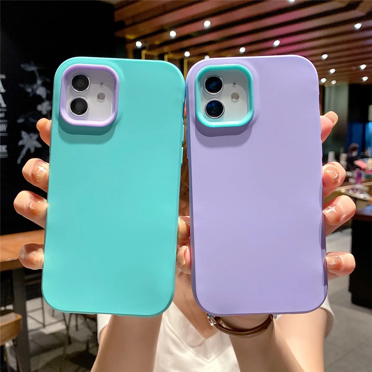 

moskado TPU+PC Colored Liquid Silicone Phone Case for iphone 11 12 13 Pro Max X XR XS Max 7 8 Plus Dust-proof Mobile Phone Shell