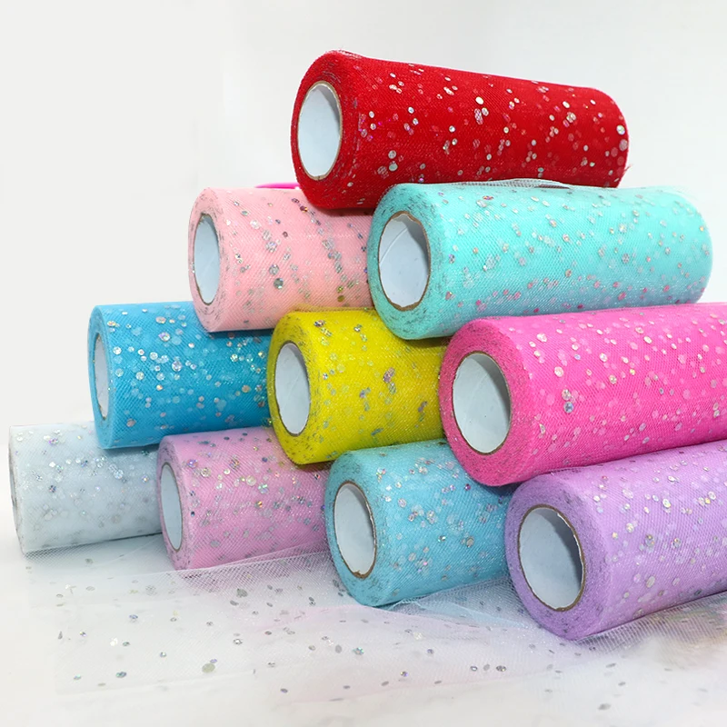 Glitter Sequin Tulle Roll 15cm*22m Spool Tutu skirt Wedding Decoration Organza Laser DIY Birthday Party Supplies | Дом и сад