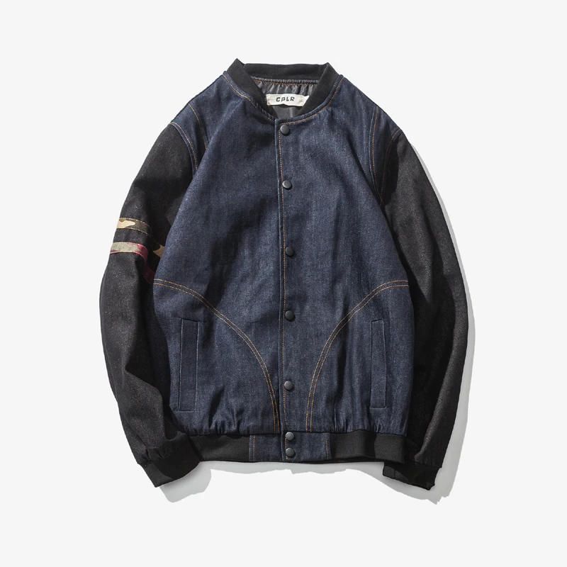 

Men's Jackets Fashion Autumn Sportswear Denim Camouflage Patchwork Casual Jacket Full Sleeve Coat Men Tops Overcoat 6681