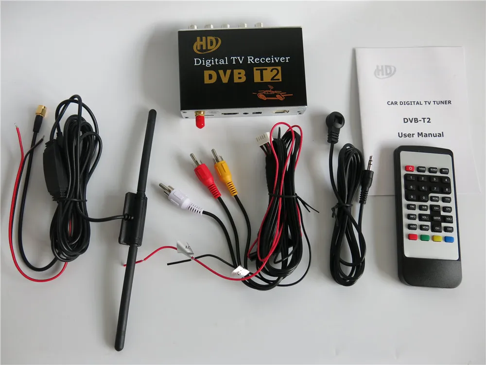 High Speed 110km/h Golden DVB T2 Car DVB-T Double Antenna DVB-T2 T H.264 MPEG4 External USB Digital TV Tuner Russian | Автомобили и