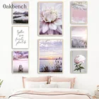 Настенная Картина на холсте в скандинавском стиле, Цветущий цветок, лаванда, плакат, ландшафтный принт, Ранняя фотография, современный декор для гостиной