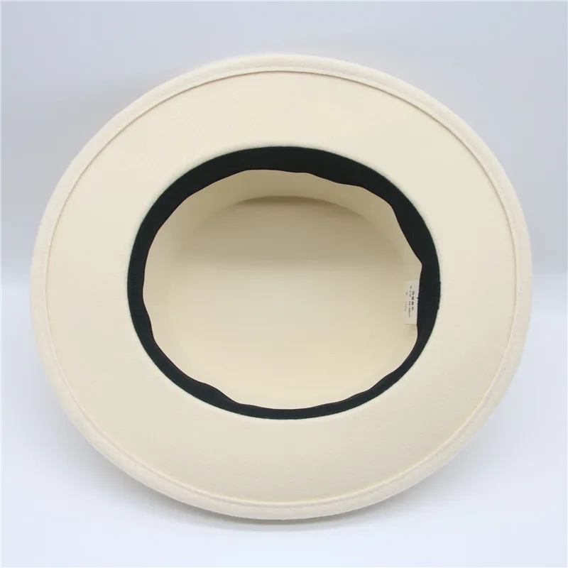 

wool hats women white Flat top wide brim hat ladies British vintage Classic church luxury Felt winter fedora hats sombrero paja