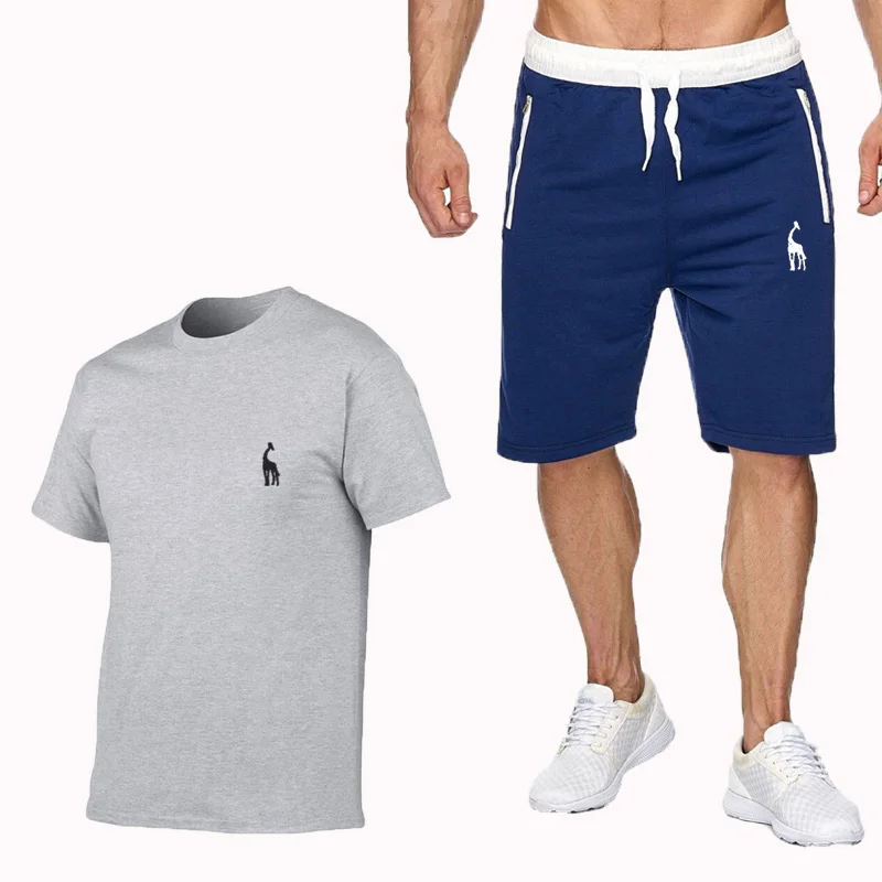 Летняя мужская новая модная футболка с принтом и удобные пятиконечные брюки из