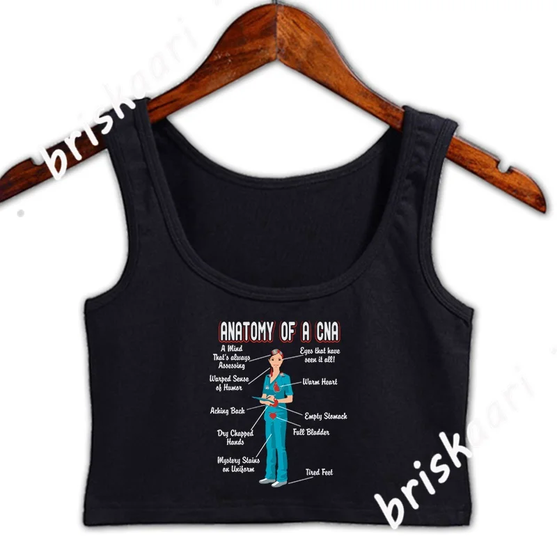 Cna Anatomy Of A Cna Cna Crop Top Women Top Printing Girls Summer Style Novelty Gift Round Neck Girls Vest