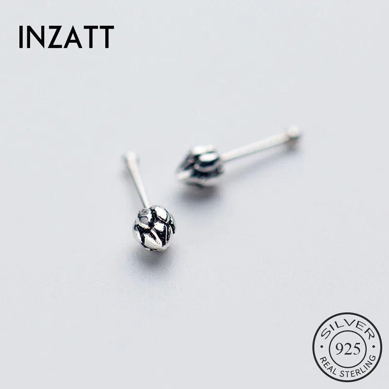 INZATT настоящее 925 пробы серебряные винтажные цветочные серьги гвоздики в форме