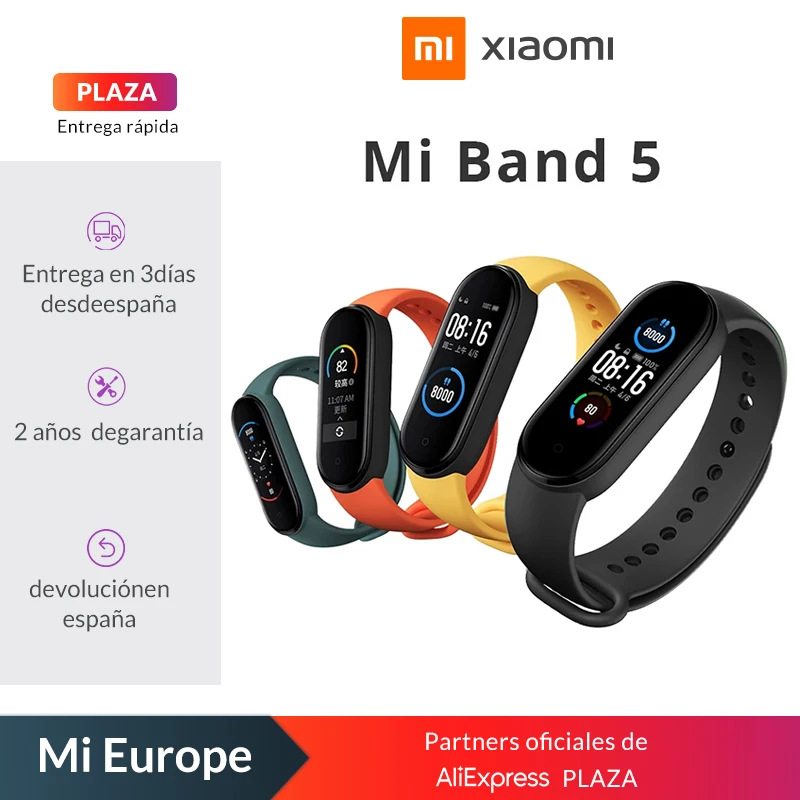 Новый умный Браслет Xiaomi Mi Band 5 глобальная версия Смарт часы WAMOLED сенсорный экран