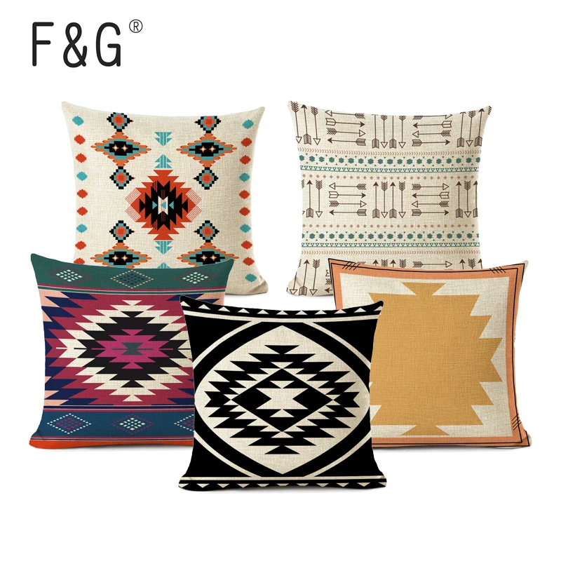 

Nordic Black And White Sofa Cushions Cover Linen Bohemian Ethnic Throw Pillows Cover Grey Decoration Geometric Pillow Cover