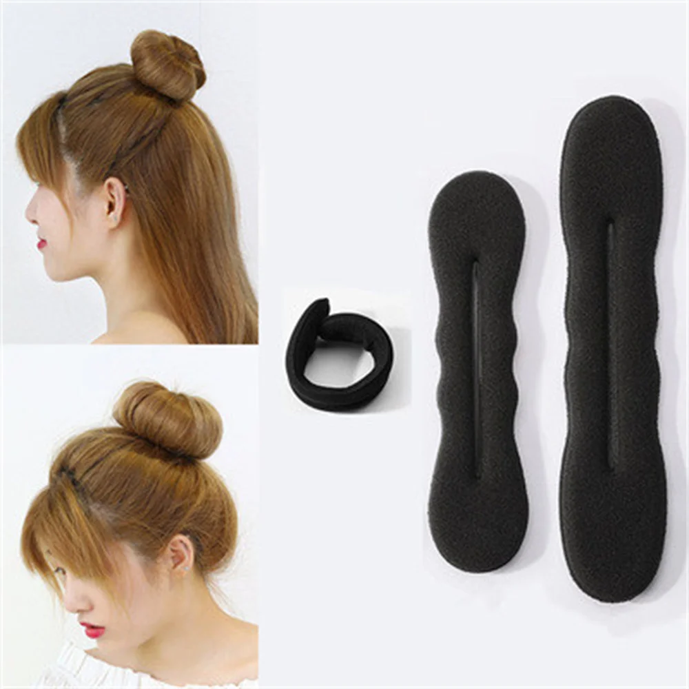 

Multi Size Sponge Hair Clip Black Hair Styling Donut Bun Curler Maker Ring Magic Foam Donut Twist Tool Hair Clip 17.5/22.5cm