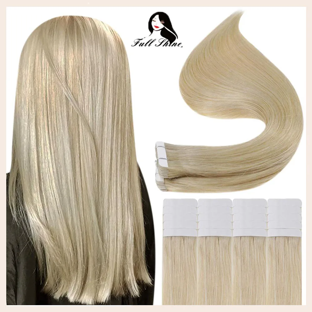 Полный блеск ленты в человеческие волосы для наращивания чистый блонд цвет 100 г 40