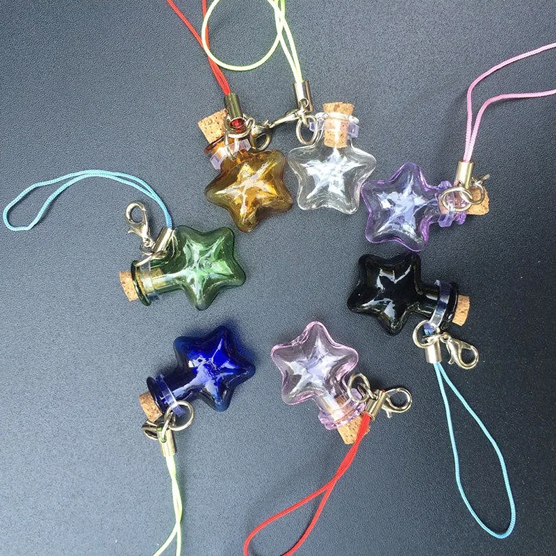 

5 Pcs 12 Styles Mini Empty Cork Stopper Colorful Glass Bottles Jewelry Making Decorative Wedding Holiday Wish Containers