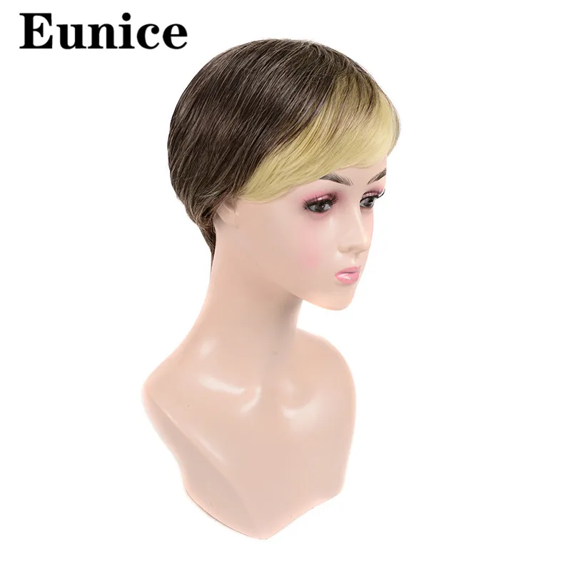 Короткие парики синтетические волосы пышные черные смешанные со светлыми