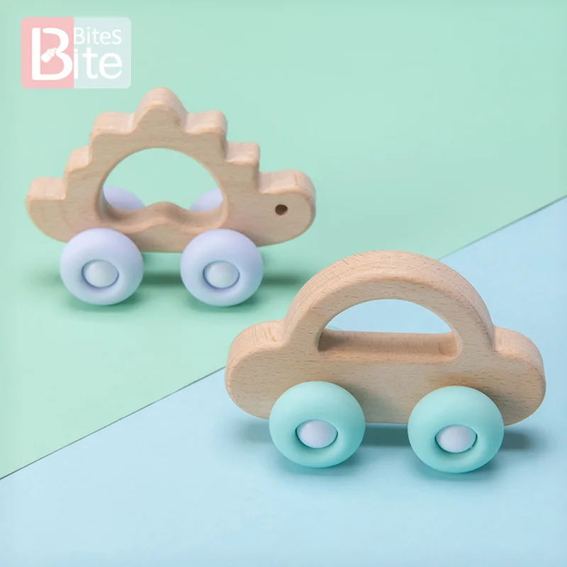 1pc Baby Wooden Teether Animal Car Beech Teething Crib Stroller Toy BPA Free Wood Elephant Accessories Children Good | Мать и ребенок