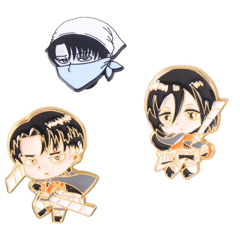 

Anime Attack on Titan Main Character Brooch Mikasa Ackerman Eren Yeager Metal Badge Captain Cartoon Brooch Bag Pin Gift