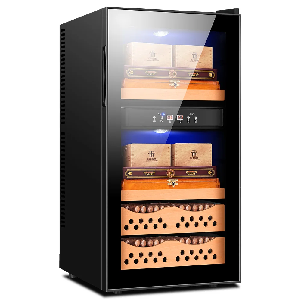 

Large Capacity Fit 400 pcs Cigar Humidor Electric Cooler Cabinet No Noise Energy Saving Cigar Wine Tea Refrigerator Cedar WoodLa