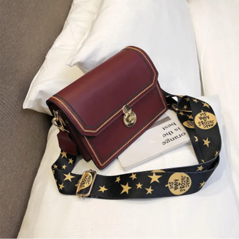 Bag for women new Korean style straddle bag outdoor travel chic wide band sewing fashion one shoulder small square bag
