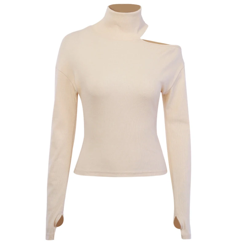 Белая футболка Осенние Топы с длинными рукавами новые тонкие топы высоким