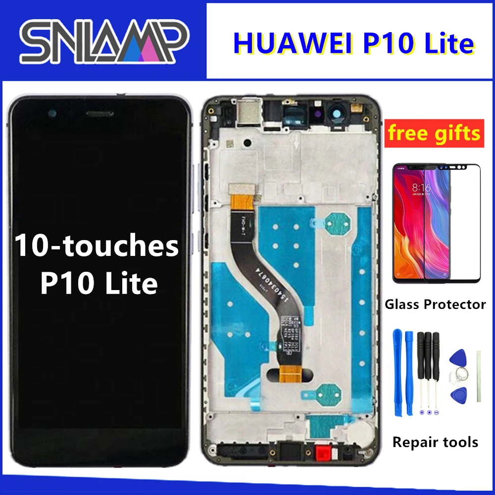 Оригинальный ЖК-дисплей для Huawei P10 Lite Дисплей сенсорный Экран с рамкой WAS-LX1 WAS-LX1A
