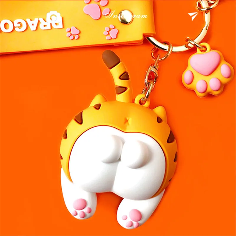 Брелок для ключей с милым котом и ягодицами милый мультяшный автомобильный