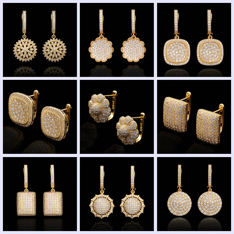 Роскошные ювелирные изделия круглые квадратные серьги-кольца из циркония AAA для