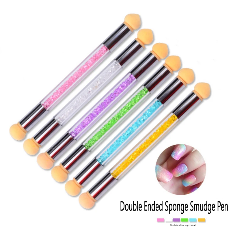 1 Pc Double-ended Nail Art Brush Gradient Shading Pen Dotting Sponge Head Rhinestone Handle Painting Tool |