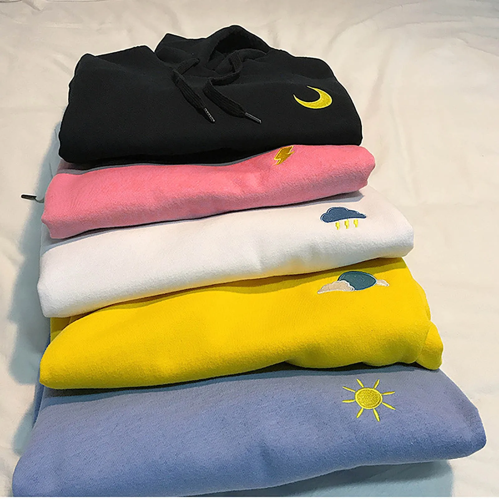 Retro Hoodie Women's Embroidery Solid Color Printed Sweater Long-sleeved Tops Sudaderas Con Capucha Sweatshirt Women Outwear