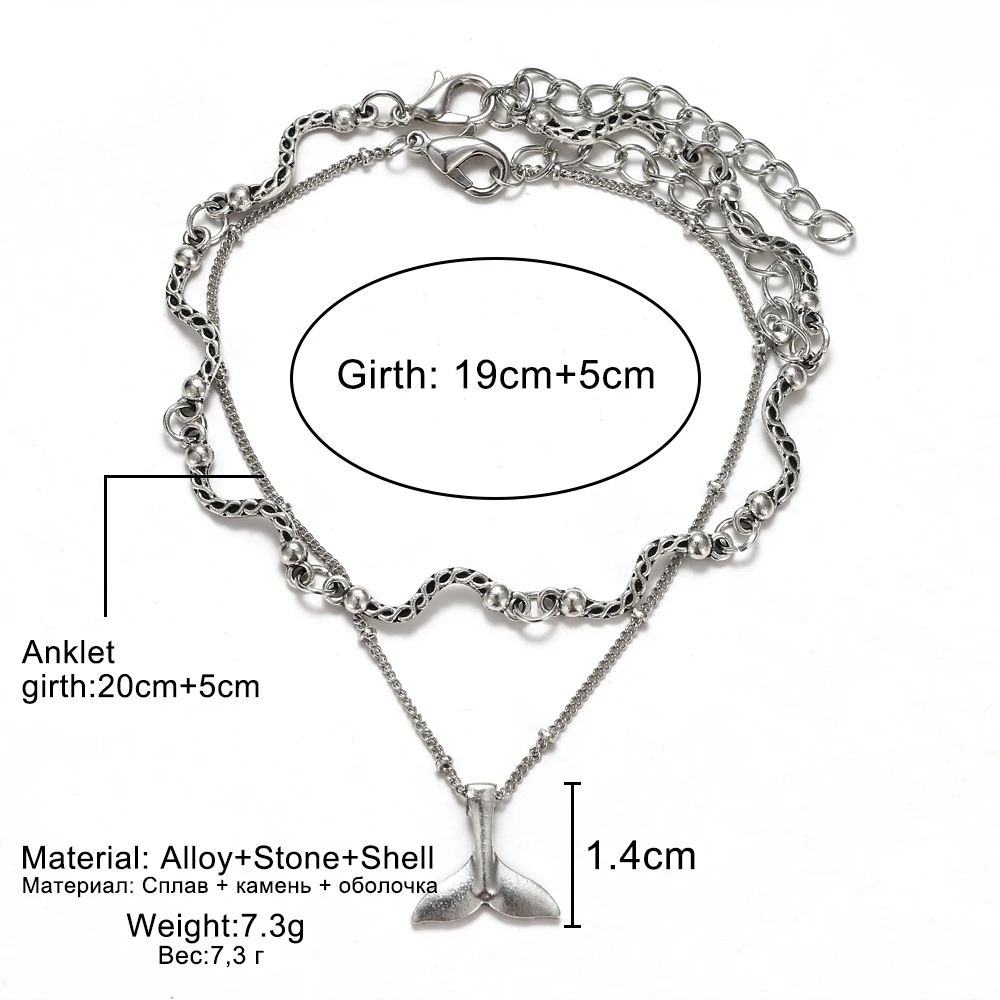 

KINFOLK Female Anklets For Women Anklet Charm Link Anklet Bracelet Mermaid Tail Anklet Bracelet Fish Tail Foot Anklets Jewelry