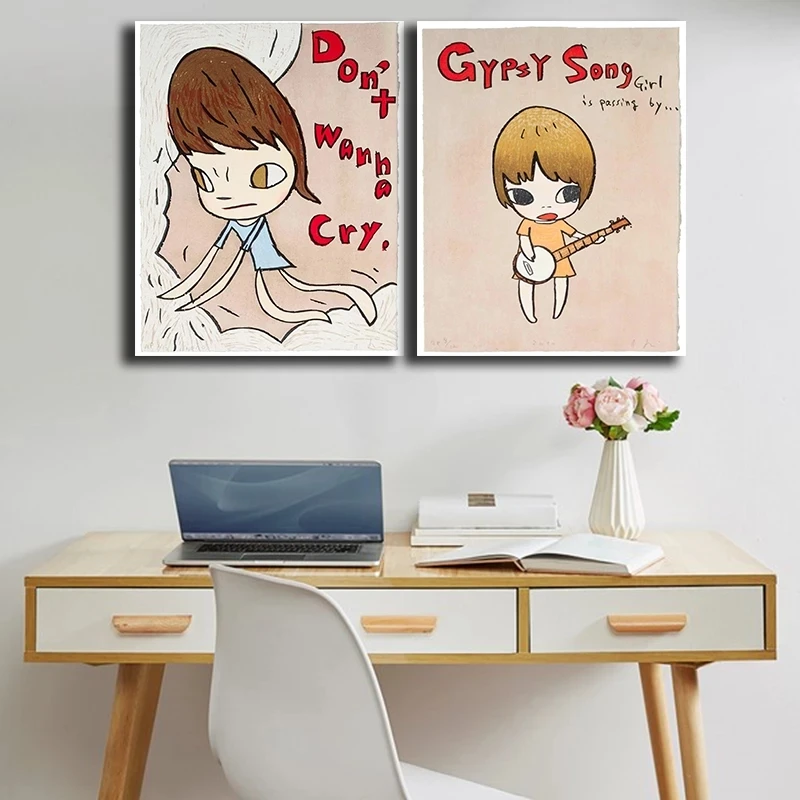

Modular Hd Prints Comics Pictures Home Decoration Painting Canvas Yoshitomo Nara Poster No Framework Wall Art For Living Room