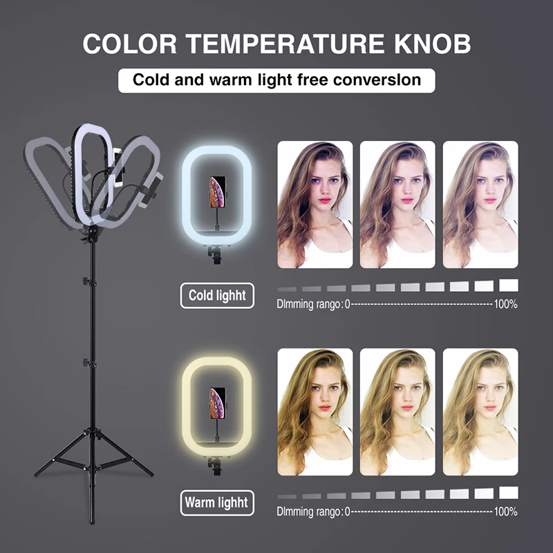 

Yizhestudio 14in Dimmable ring light LED Ring Lamp 36W 3000~5600K with tripod light stand Photography ring Lighting Kit