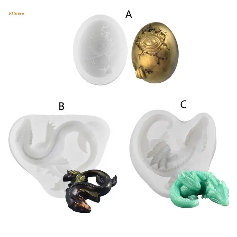 

J78F Dragon Epoxy Resin Mold Concrete Cement Polymer Clay Silicone Mould DIY Crafts Fondant Cake Decorating Tool