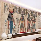 3D настенные фрески на заказ, Настенные обои, деревянная доска, ручная роспись, египетская роспись, фото обои для гостиной, спальни, художественная роспись стен