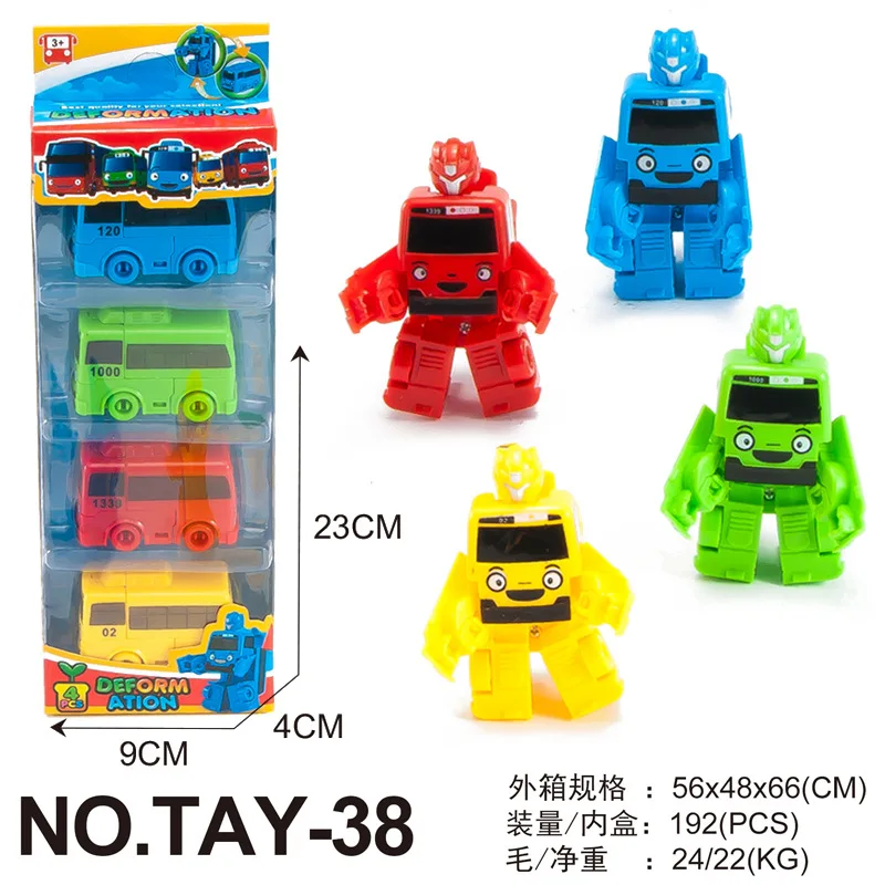 Tayo robot Мультфильм аниме Q Edition автобус скользящая задняя мощность маленький автобус катапульта Tayo маленький автобус модель маленький автобус парковка - Цвет: Tayo robot
