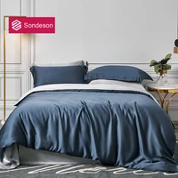 sondeson noble men 100 silk bedding set top grade silk blue gray duvet cover flat sheet pillowcase double queen king for sleep