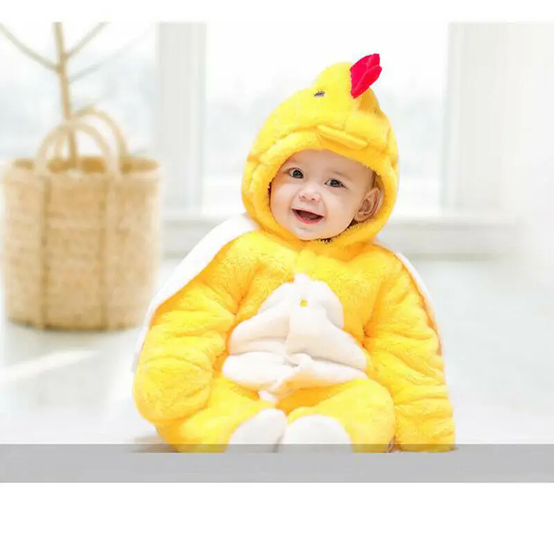 Goocheer Winter Warm Baby Rompers Newborn Infant Boys cartoon Animal Hooded Romper Jumpsuit One Pieces Fleece Outfits |