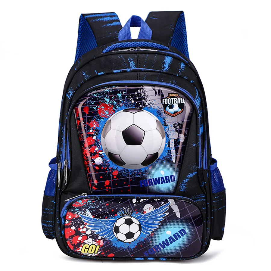 Рюкзак для мальчиков и девочек, для начальной школы, с изображением машин, для игры в футбол, водонепроницаемый, класс 1-4