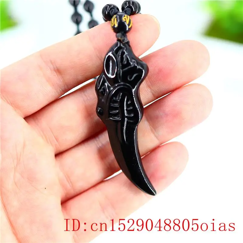 Натуральный обсидиан кулон волчий зуб подарки для мужчин подвеска амулет