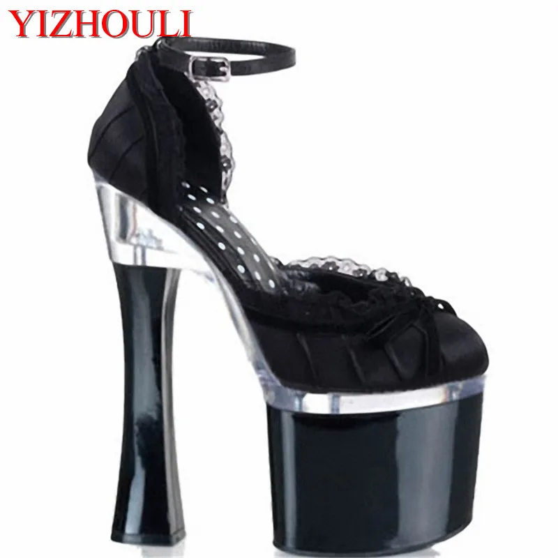 Women's high heels 18cm high, platform shoes 7in single shoes with ankle, stage banquet performance, dance shoes