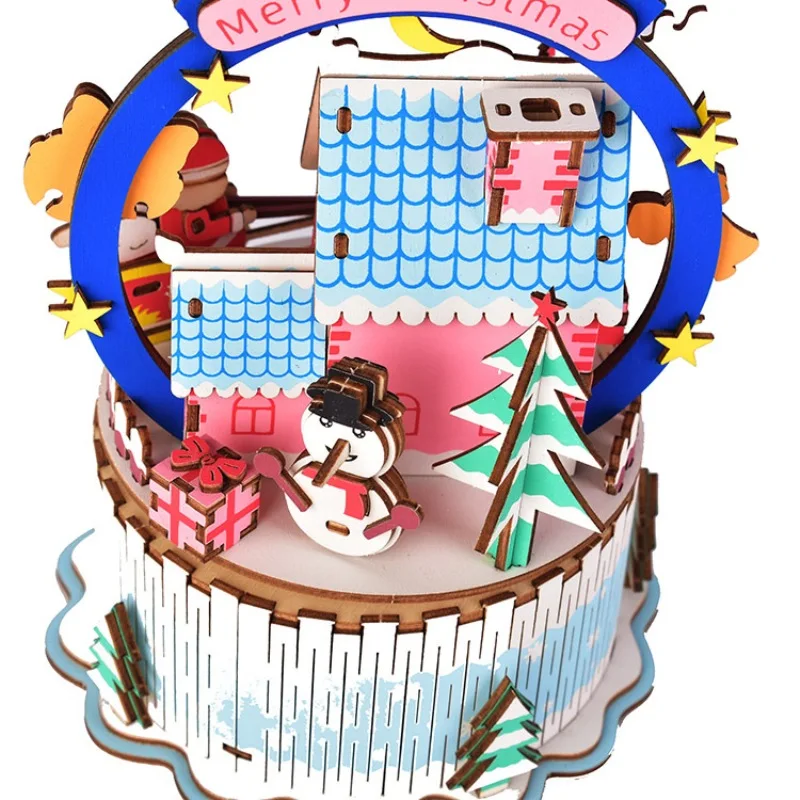 Музыкальная шкатулка с автоматическим вращением 3D деревянная трехмерная