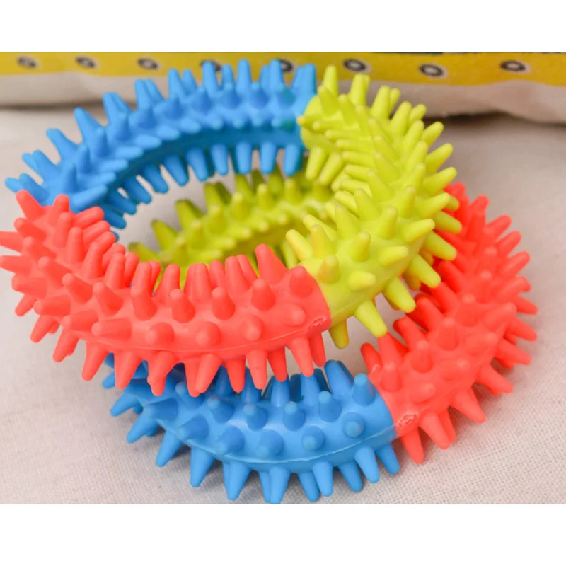 

Hot Sale Pet Dog Toys Cute TPR Three-colored Thorns Toy Rubber Resistant Barbed Bite Clean Teeth Chew Training Toy Supplies 1PCS