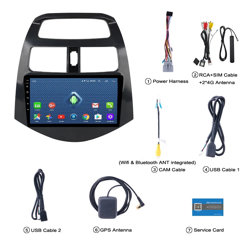Wanqi 2.5D Android 9. 1Go автомобильный DVD мультимедийный плеер GPS для CHEVROLET Spark Beat 2010 2011 2012 2014