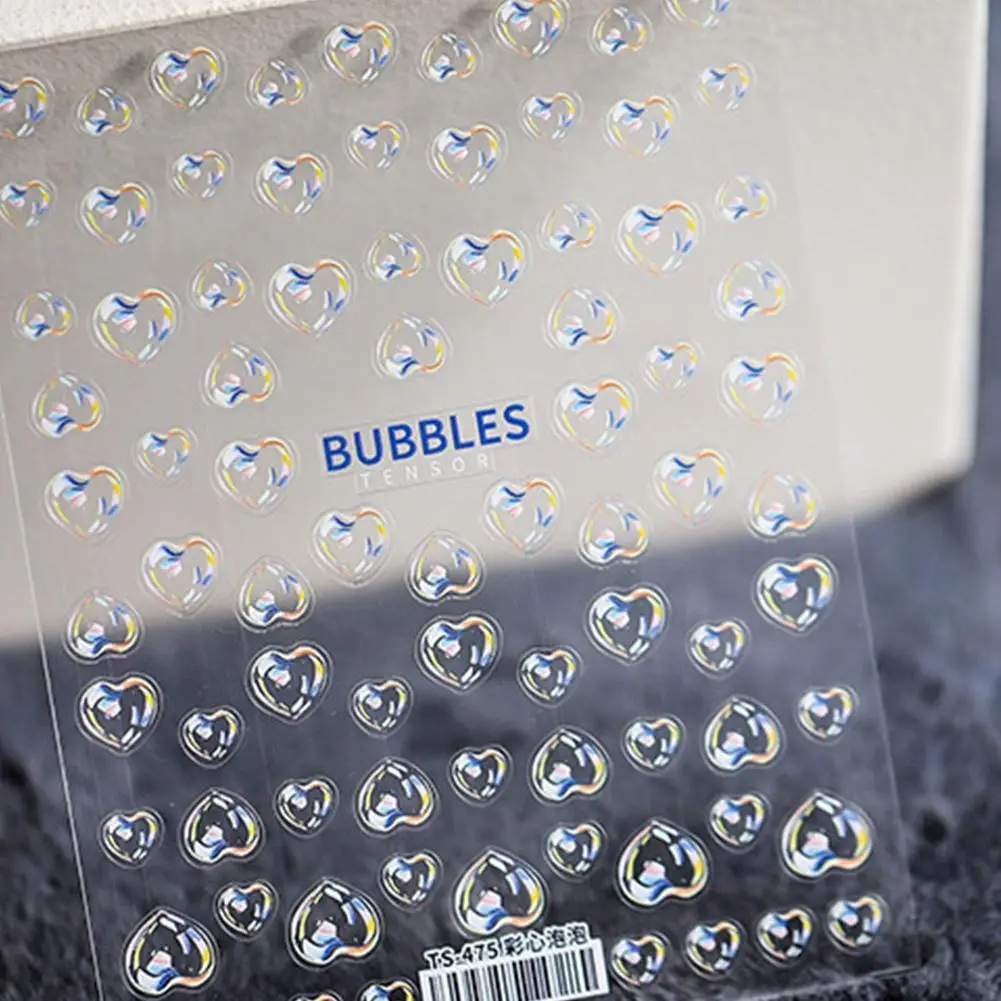 5D Embossed Nail Stickers Pro Frosted Thin Transparent Adhesive Sticker Thin Bubble Transparent I3I0