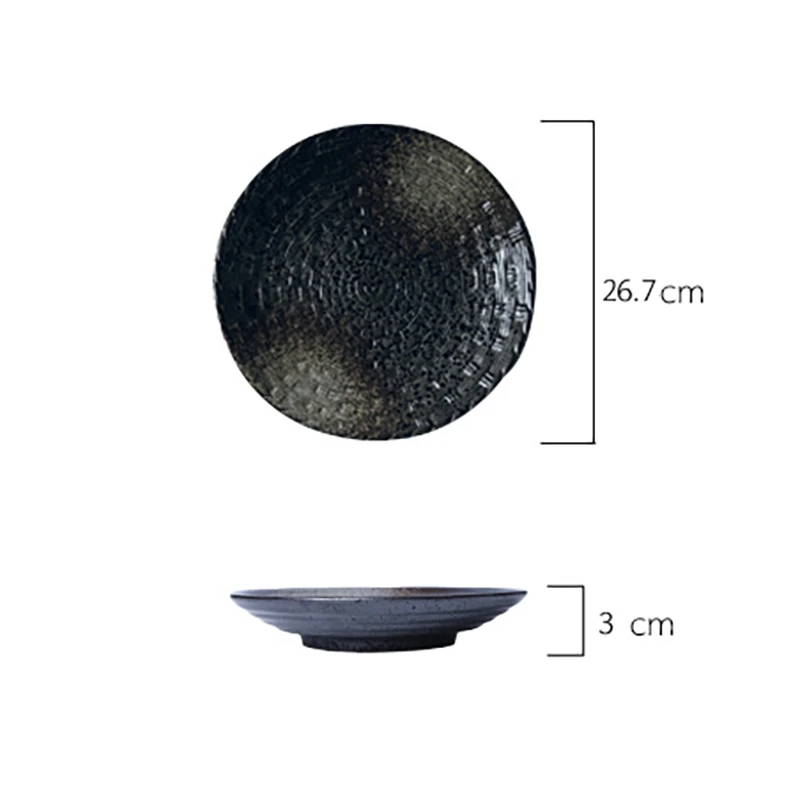 

FANCITY Creative round plate, large-size simple dishes restaurant ceramic plate, shallow plate, rice plate.