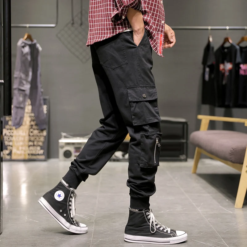 

2020 Multi Pockets Cargo Pants Men's Street Style Loose Jogging Pants and Ankle Palace Pants Large Size Fashion Spring Men's