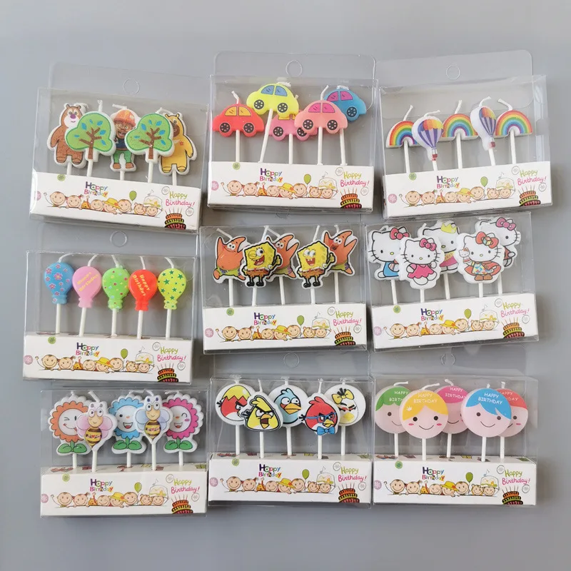 

Cartoon Birthday Cake Candles Decoration Dinosaur Smiling Face Giraffe Car Cute Flamingo Princess Party Baking Cakecup Supplies